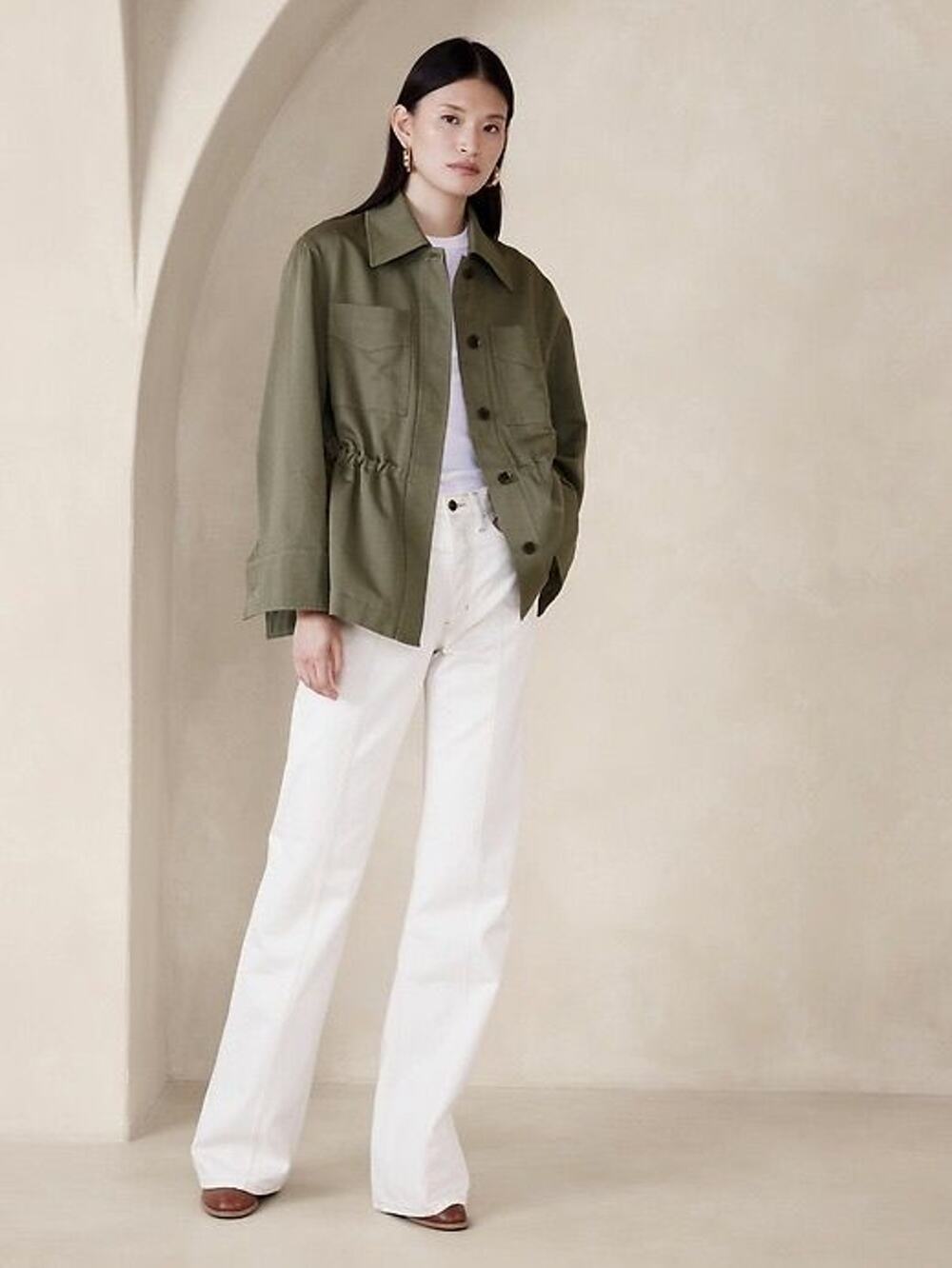 NWT Banana Republic Lucia Cotton Linen Utility Jacket XL